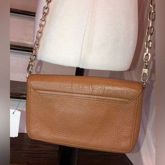 TORY BURCH Saddle Brown Tumbled Leather Crossbody Shoulder Bag - Picture 7 of 15